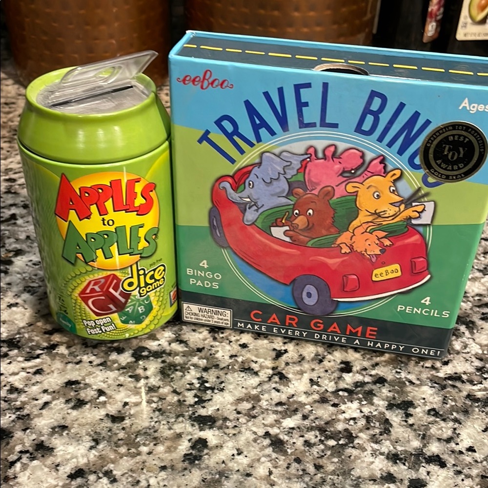 Apples to Apples Dice Game and Travel Bingo Car Game